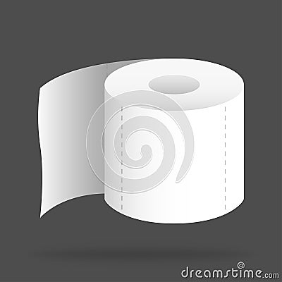 Toilet paper. WC isolated sheet. Restroom object. Realistic icon for washroom. Hygiene roll to wipe. Vector EPS 10 Vector Illustration