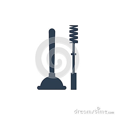 toilet plunger and toilet brush. Vector illustration decorative design Vector Illustration