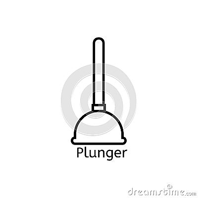 Toilet plunger simple line icon. Vector Illustration