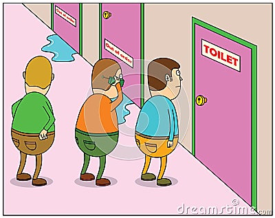 Toilet Queuing Vector Illustration