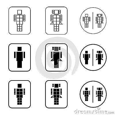 Toilet robot sign icons set Vector Illustration