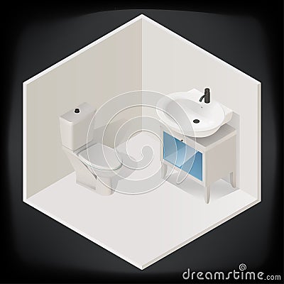 Toilet room interior isometric vector Vector Illustration