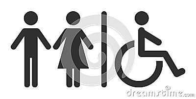 Toilet signs vector isolated. Icons for restroom Stock Photo