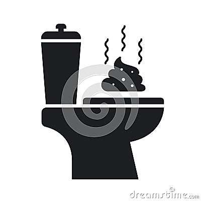 Toilet and stinky shit icon on a white background. Vector Illustration