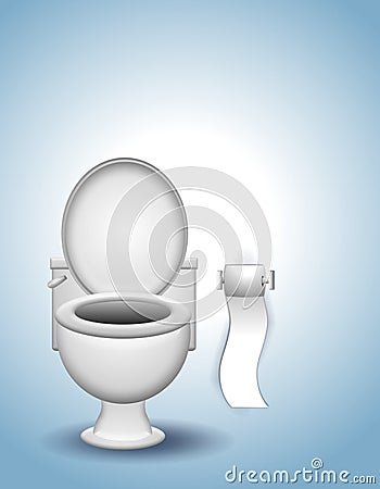 Toilet and Toilet Paper Cartoon Illustration