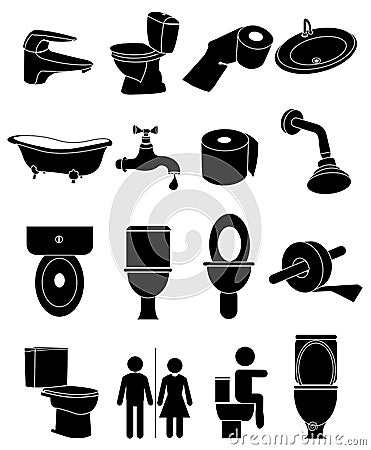 Toilet washroom icons set Vector Illustration