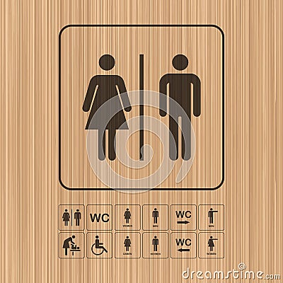 Toilet WC door/wall plate. Vector Illustration