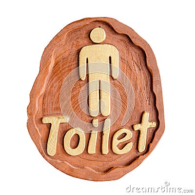 Toilet WC sign for men, handmade from wood Stock Photo