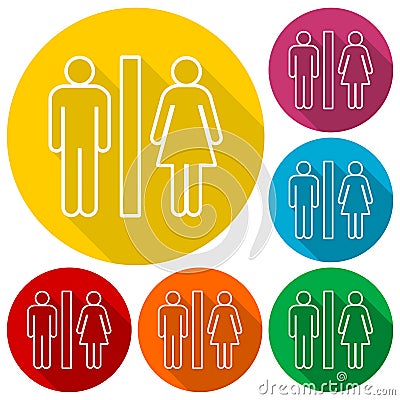 Toilets icon with long shadow Vector Illustration