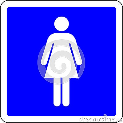 Toilets sign with woman symbol blue sign Stock Photo