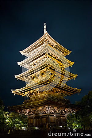 Toji Pagoda Temple, Japan Travel Stock Photo