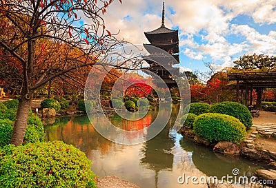 Toji Temple by night, Kyoto Japan Stock Photo