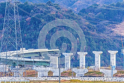 Tokai-Hokuriku Express way under construction in Gifu Prefecture,Japan Stock Photo
