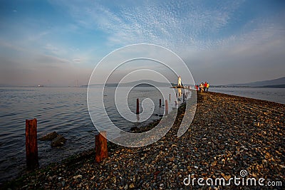 Tokarevsky Lighthouse on a summer evening in Vladivostok Editorial Stock Photo