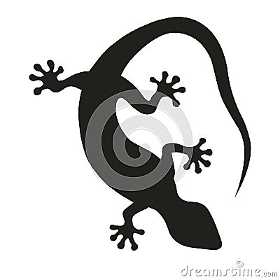 Tokay gekko silhouette on white background. Black hand drawn vector art of a gekko. Illustration of a lizard Vector Illustration