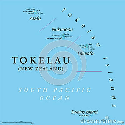 Tokelau, dependant territory of New Zealand, political map Vector Illustration