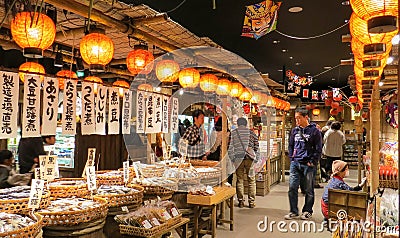 Tokyo, Japan - 18 December 2014: Busy day at a food market in Tokyo, Japan Editorial Stock Photo