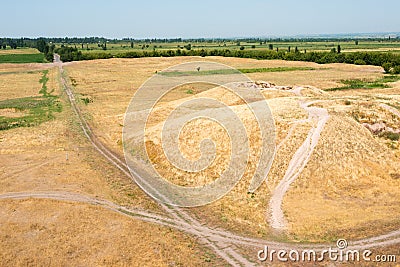 Panorama view from Ruins of Burana Tower in Tokmok, Kyrgyzstan Stock Photo