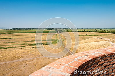 Panorama view from Ruins of Burana Tower in Tokmok, Kyrgyzstan Stock Photo