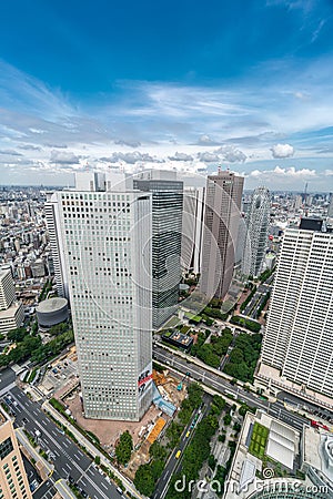 Aerial view of Shinjuku district from Tokyo Government Building Editorial Stock Photo