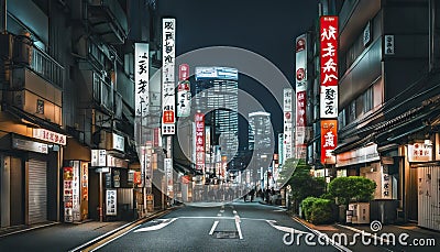 tokyo city in the night, street at night, night scene, city in the night Stock Photo