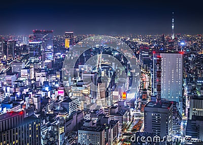 Tokyo Cityscape Over Ginza Stock Photo