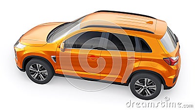 Tokyo. Japan. April 6, 2022. Mitsubishi ASX 2020. Orange compact urban SUV on a white uniform background with a blank Cartoon Illustration