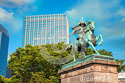 Statue of Kusunoki Masashige, famed Japanese samurai in Tokyo, Japan Stock Photo