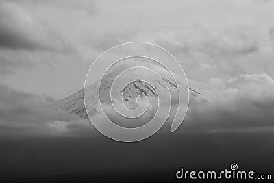 View of Mt Fuji, Japan in black and white Stock Photo