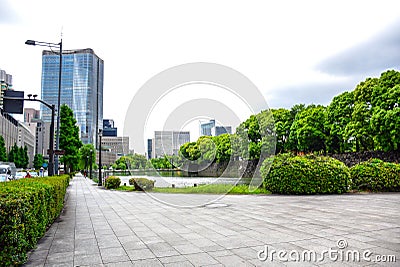 Beautiful view outside the Imperial Palace in Tokyo, Japan Editorial Stock Photo