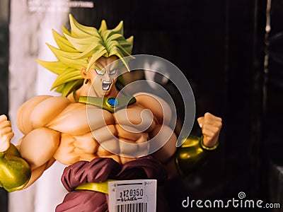 Tokyo, Japan - 10/09/2019; Broly figure from Dragon Ball as a sign of strength showing his huge musculature Editorial Stock Photo