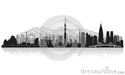 Tokyo Japan city skyline silhouette Vector Illustration