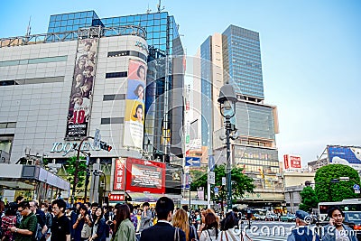 TOKYO, JAPAN: Crowds at the Shibuya, the famous fashion centers of Japan Editorial Stock Photo