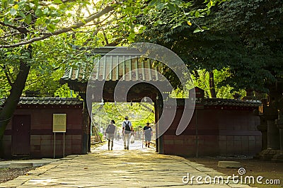 Japan, Tokyo, Ueno Toshogu, famous landmark, entrance to Peony Garden Editorial Stock Photo