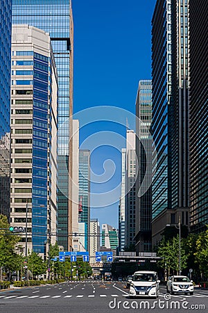 TOKYO, JAPAN - JULY 16 2023: Near deserted streets and roads in central Tokyo as the population shelters indoors from the hot, Editorial Stock Photo