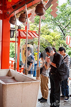 Tokyo,Japan - May 25, 2014 Many people donate money and benedic Editorial Stock Photo