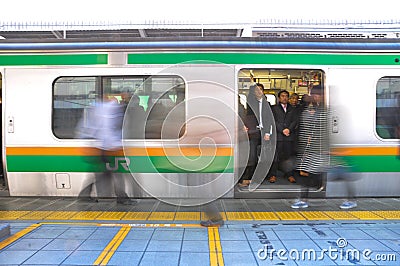 Tokyo, Japan:November 13, 2014 - The motion passengers wakling Editorial Stock Photo