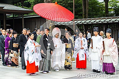 TOKYO, JAPAN - OCTOBER 10, 2015: Celebration of a typical Shinto Editorial Stock Photo