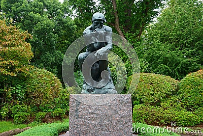 Auguste Rodin`s The Thinker near the entrance of the National Museum of Western Art Editorial Stock Photo