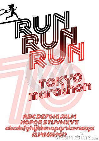 Tokyo marathon run poster Vector Illustration