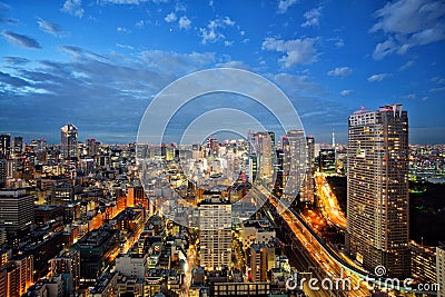 Tokyo night view city landscape. Stock Photo