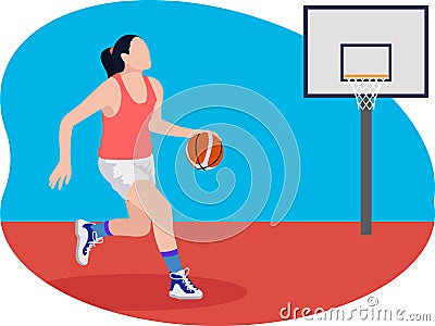 Female basketball player beautiful illustration. Vector Illustration