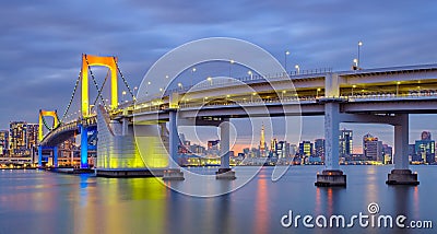 Tokyo rainbow bridge and Tokyo tower Stock Photo