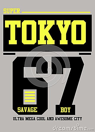 Tokyo savage boy,t-shirt design fashion vector textile Stock Photo