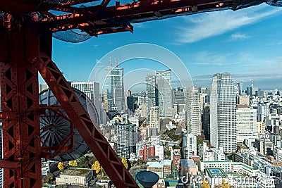 Tokyo skyline endless skyscraper from tower Stock Photo