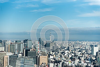 Tokyo skyline endless skyscraper from tower Stock Photo