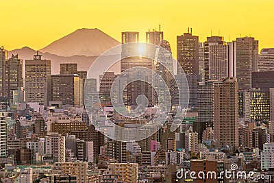 Tokyo skyline and Mountain fuji Stock Photo