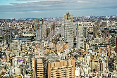 Tokyo skyline seen from the observation deck of the Caretta Shiodome Editorial Stock Photo