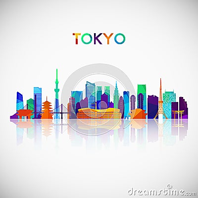 Tokyo skyline silhouette in colorful geometric style. Vector Illustration