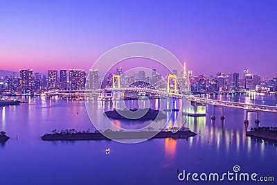 Tokyo skyline on Tokyo bay at Odaiba in Tokyo, Japan at night Stock Photo